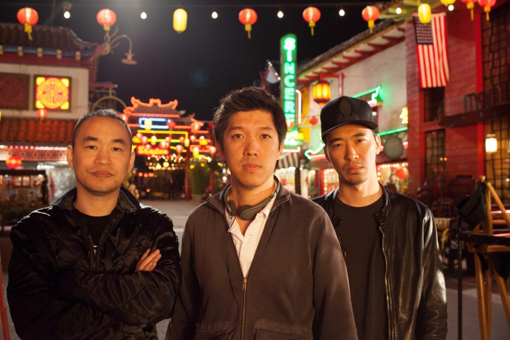 Producer Dan Lin (centre) with cousins Jeff (left) and Stanley Huang.