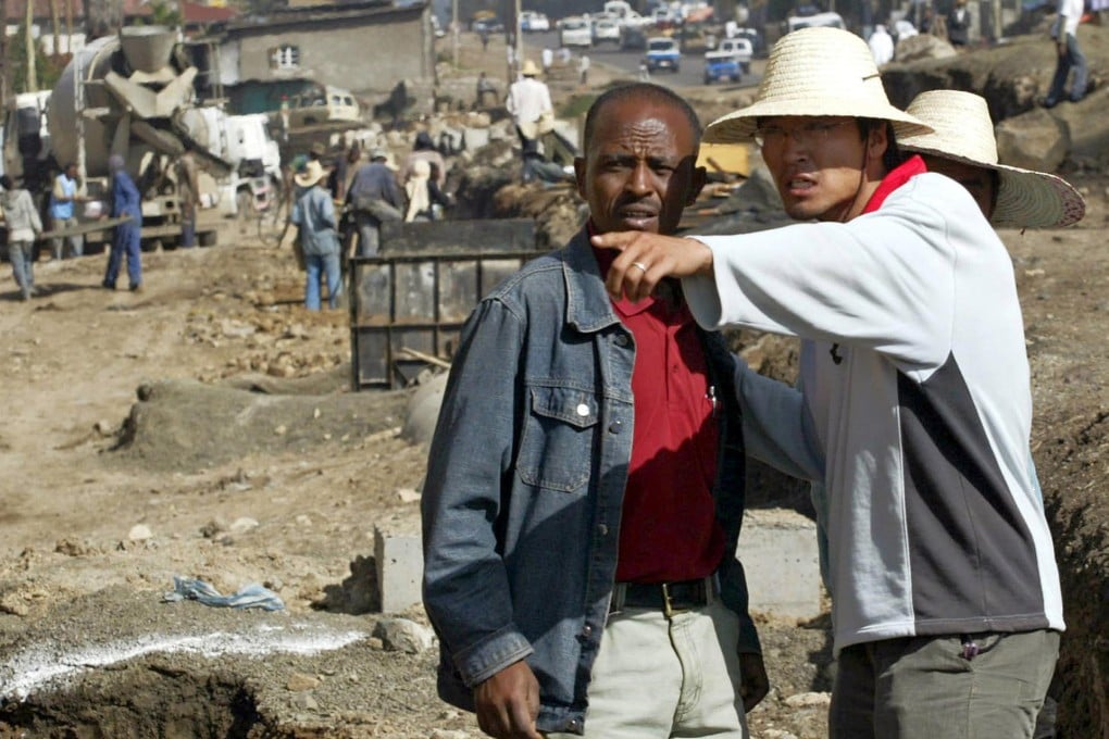 A Chinese construction worker gives instructions on a road project in Addis Ababa, Ethiopia. Photo: AFP