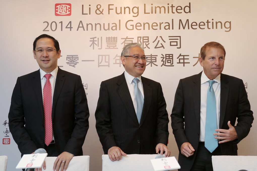 Li & Fung management after yesterday's annual meeting: From left, Spencer Fung, William Fung and Bruce Rockowitz. Photo: Paul Yeung