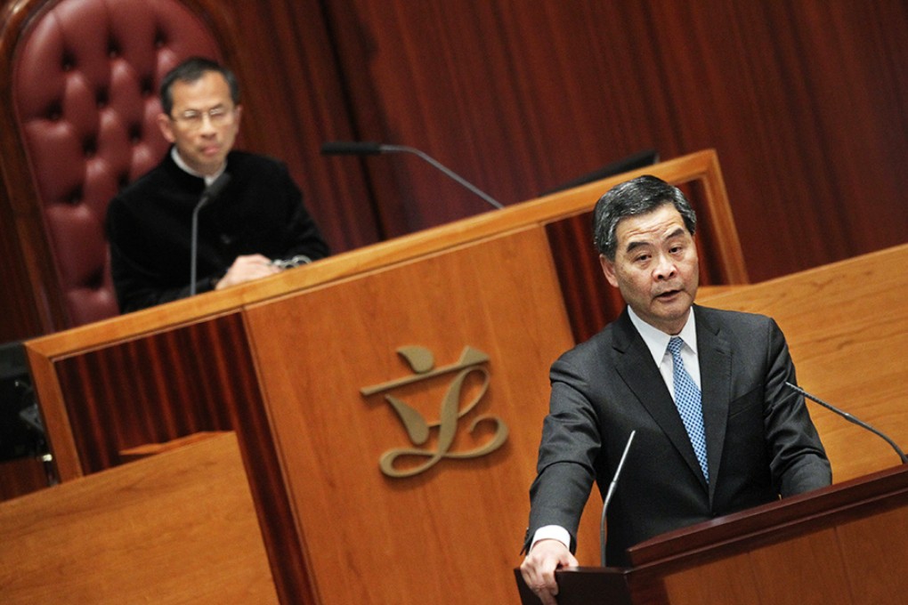 Chief Executive Leung Chun-ying delivers his second policy address at Legco. Photo: Sam Tsang