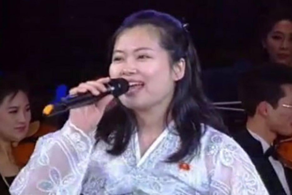 Hyon Song-wol is seen on television delivering a speech at a national art workers' rally in Pyongyang on Friday.