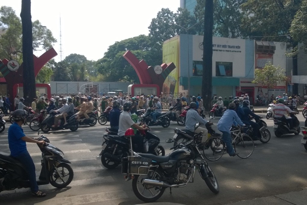 Protesters gather in Ho Chi Minh City, Vietnam on Sunday. Photo: SCMP
