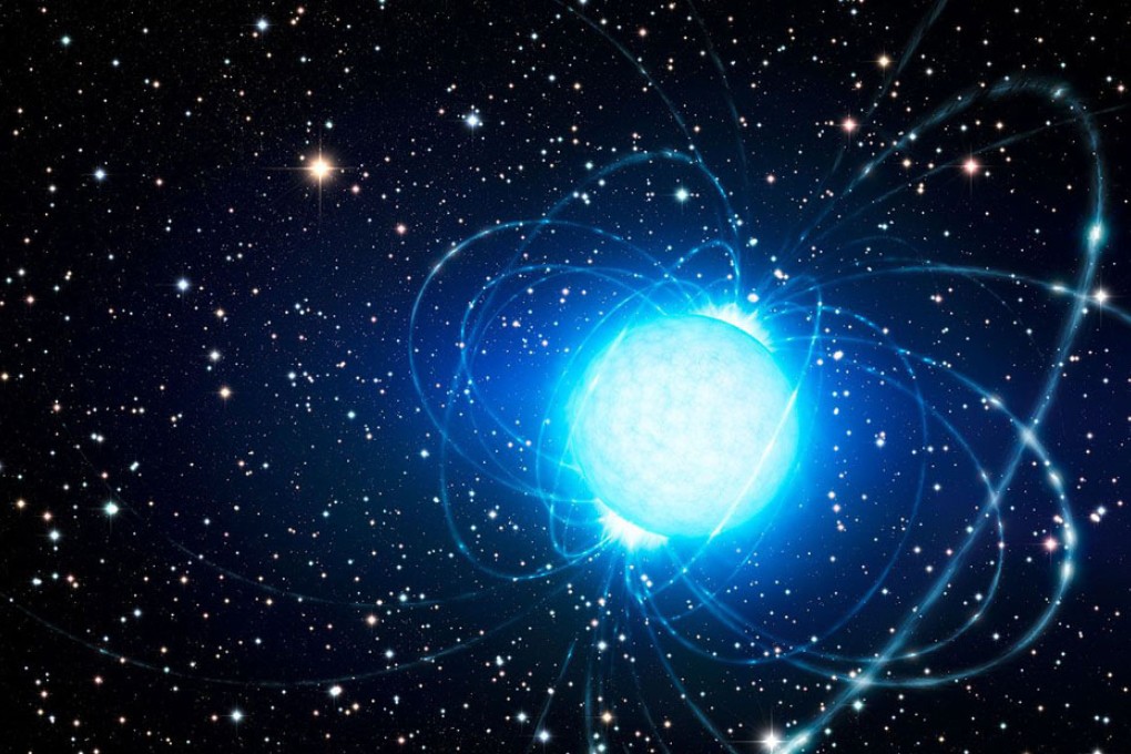 An artist’s impression of the magnetar in the star cluster Westerlund 1.