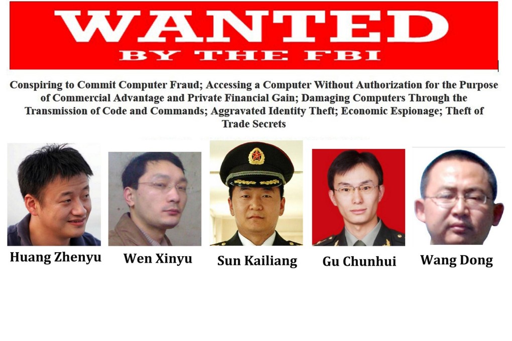 FBI images show the five Chinese hacking suspects. Photo: AFP