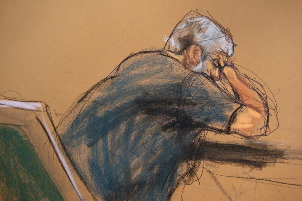 A sketch shows Mustafa Kamel Mustafa, who was extradited to the US from England after a long battle, in a New York courtroom. Photo: EPA