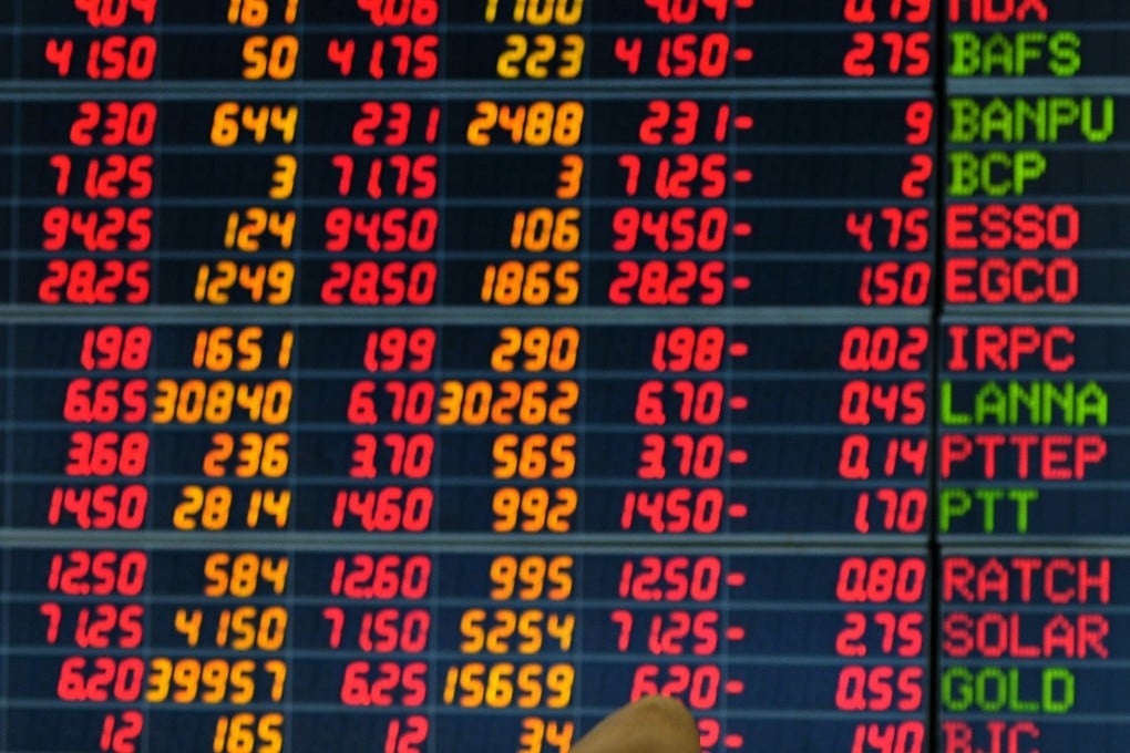 The key SET Index fell 1.1 per cent in Bangkok trading while the baht weakened 0.2 per cent versus the dollar. Photo: AFP