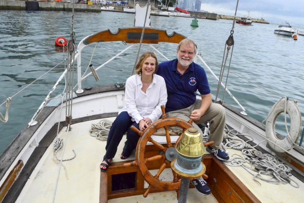 Jadis and Craig Blurton (left), the new owners of The Harbour School's Black Dolphin, a 40-foot cruising ketch.