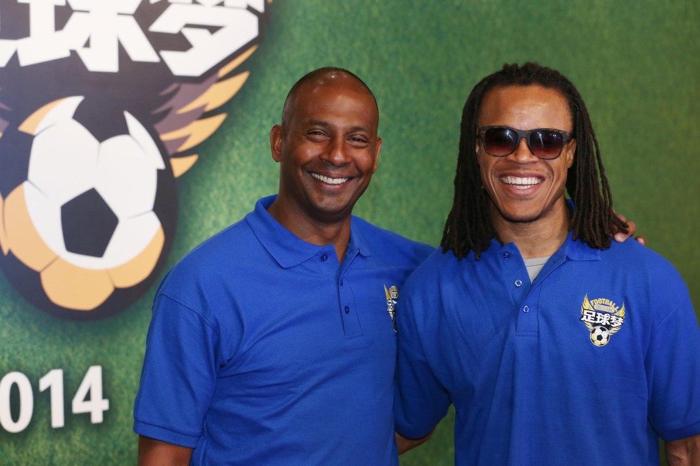 Netherlands legends Aron Winter and Edgar Davids were in Hong Kong to promote a mainland soccer-based reality TV show. Photo: Nora Tam