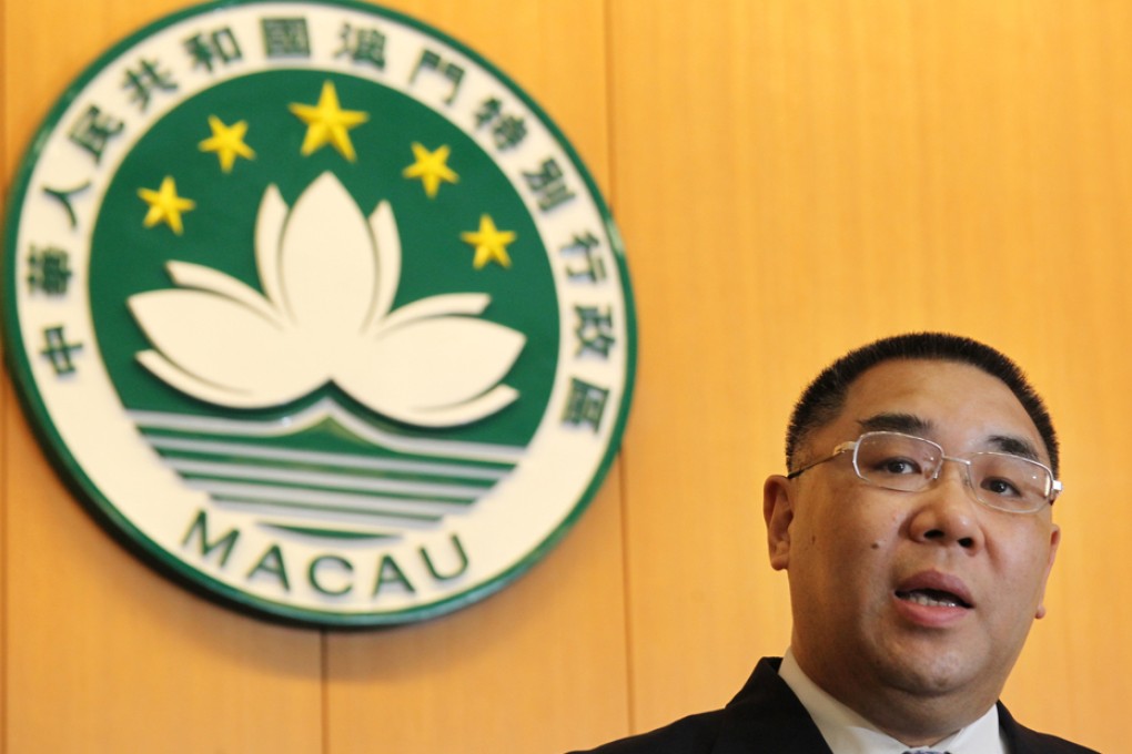 Macau's chief executive Dr Fernando Chui Sai-on. The Macau government is rushing through a bill that proposes granting criminal immunity for the chief executive. Photo: Dickson Lee