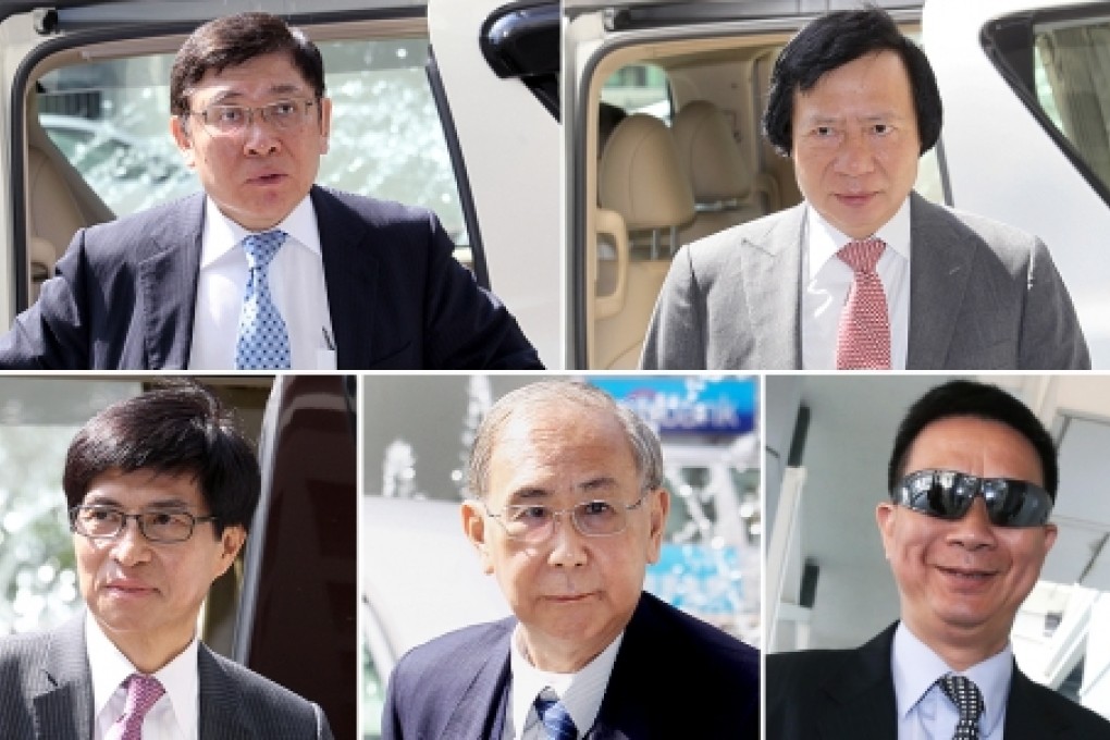 (From top left) Billionaire brothers Raymond Kwok Ping-luen, Thomas Kwok Ping-kwong. (From Bottom left) Thomas Chan Kui-yuen, former chief secretary Rafael Hui Si-yan, executive director of SHKP and former Hong Kong Stock Exchange official Francis Kwan Hung-sang. Photos: Dickson Lee, SCMP Pictures