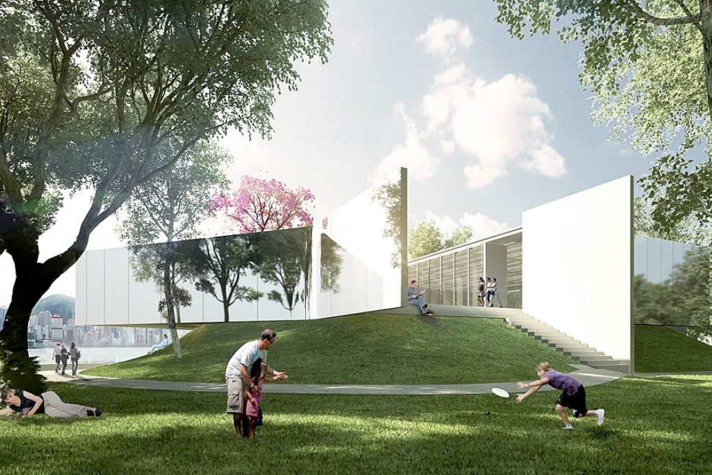 Artist impression of Arts Pavilion form the Park in West Kowloon Cultural District.