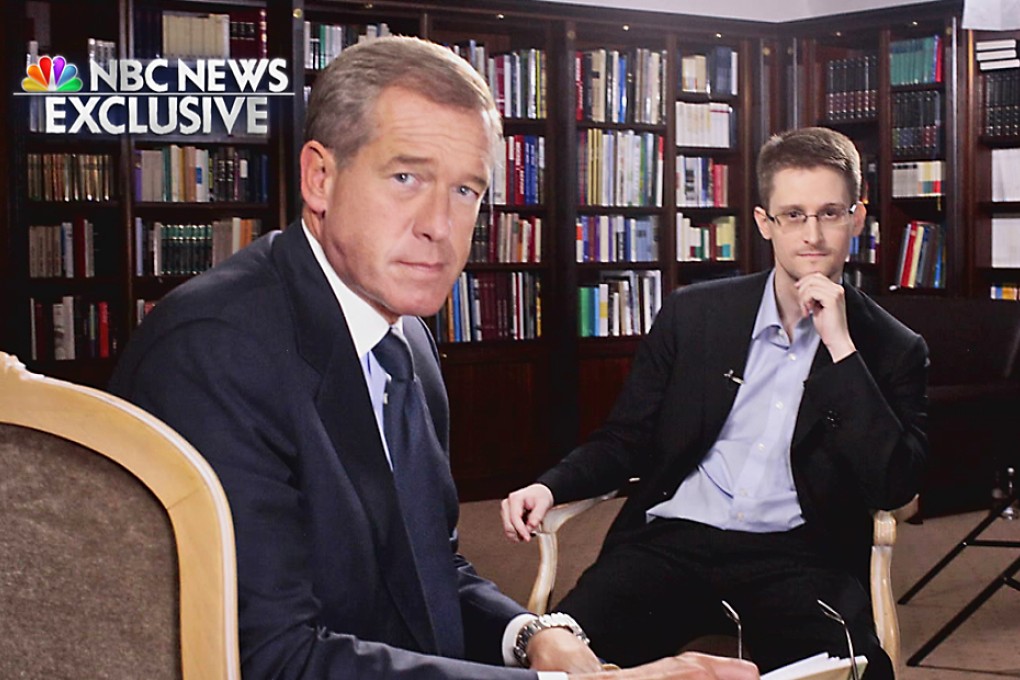 NBC Nightly News anchor Brian Williams with former defence contractor Edward Snowden during the interview in Moscow. Photo: Reuters