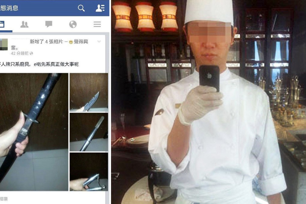 Some of the pictures posted by the sushi chef on Facebook. A message at the top reads: “You do something big with nothing else but these.” Photo: SCMP Pictures