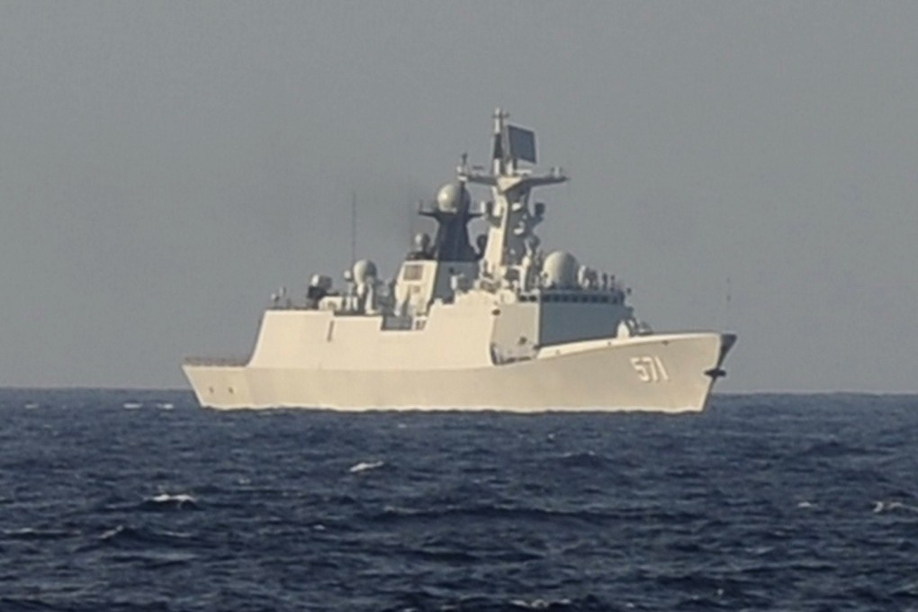 A Chinese naval ship. The Chinese survey ship, Zhu Kezhen, is returning to port after a technical problem. Photo: AFP