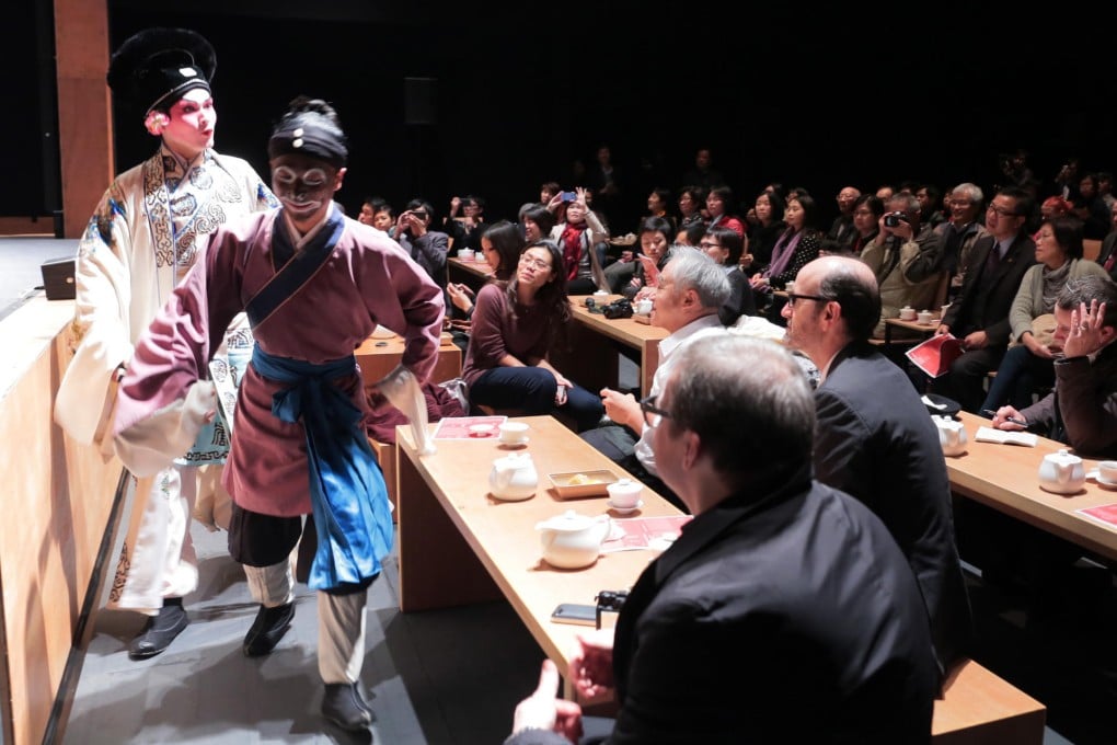 An experimental performance at a mock-up of the Xiqu Centre's tea house. Photo: West Kowloon Cultural District Authority