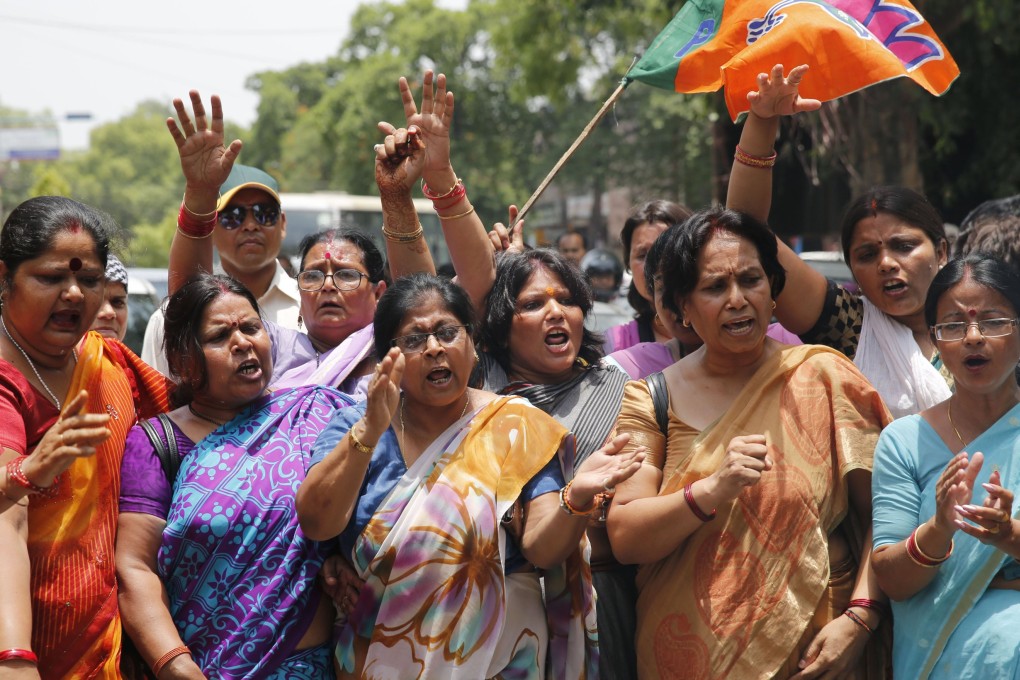 Women protest against the gang rape of two teenage girls in Allahabad, India. Photo: AP