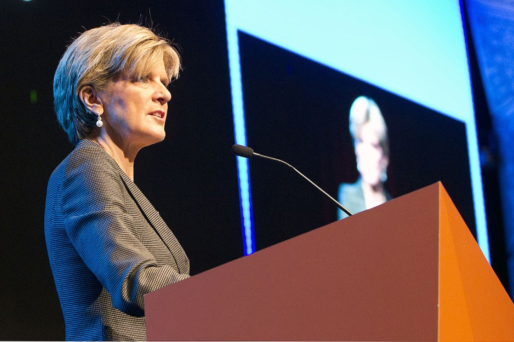 Australian Foreign Minister Julie Bishop speaks at the launching ceremony of the Australia-China Relations Institute in Sydney on May 16. Photo: AP