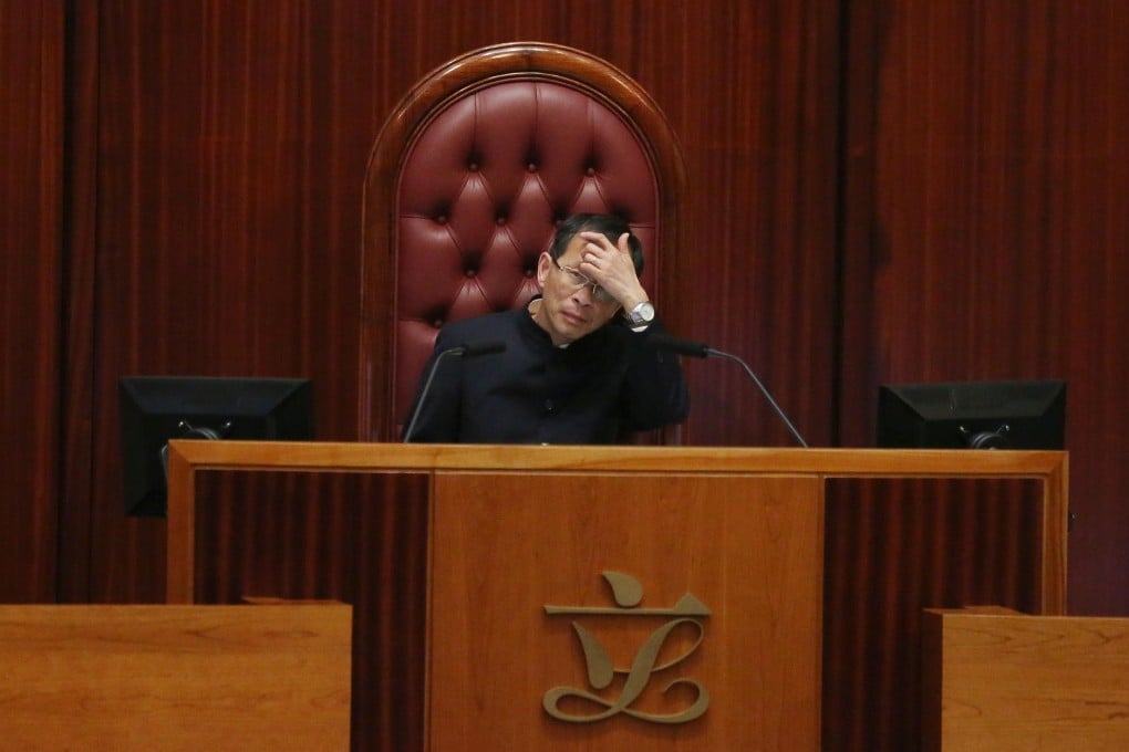 Looking fraught, Legislative Council president Jasper Tsang optimistically predicted the lengthy filibuster would end last night. Photo: Nora Tam