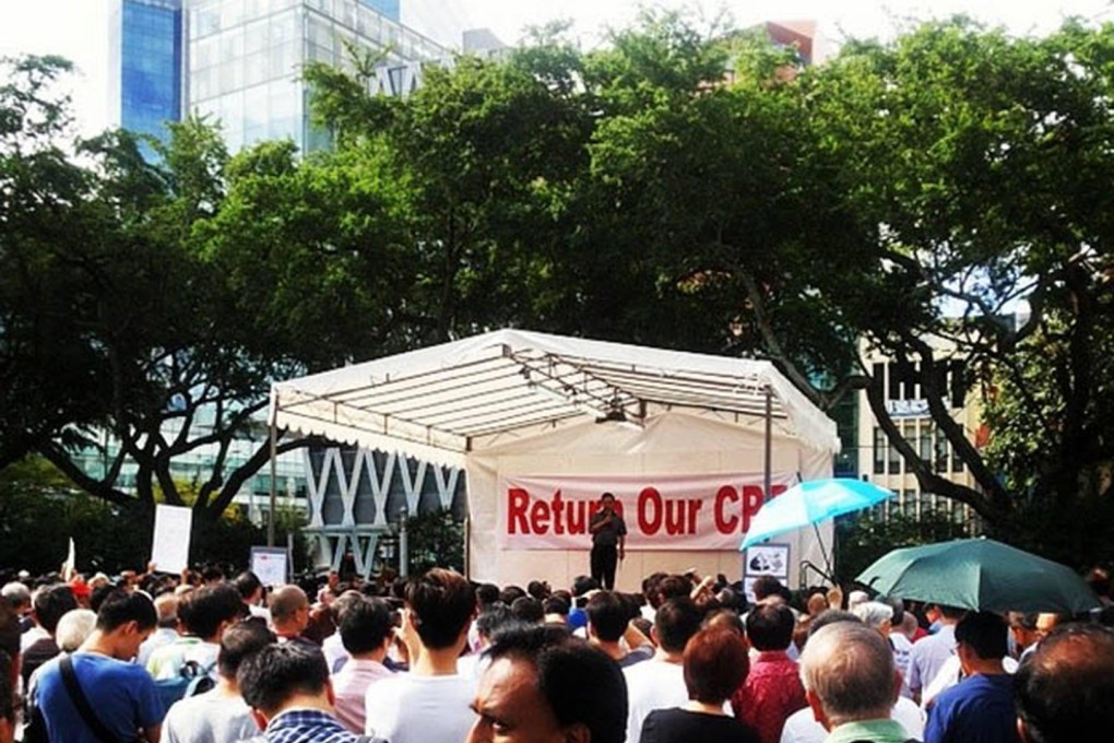 Crowds turn out for yesterday's protest in Singapore.