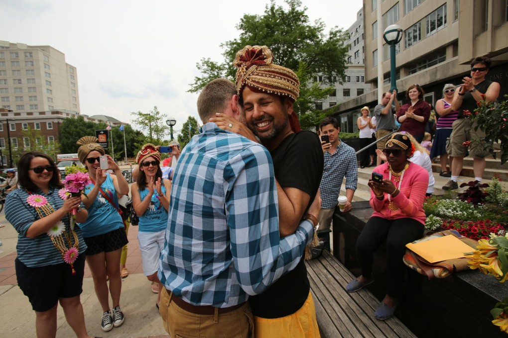 A couple after their Saturday wedding in Wisconsin. Photo: AP
