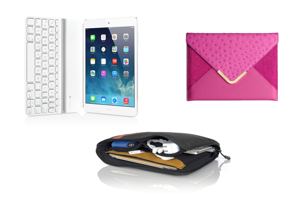 Clockwise from top left: Logitech Ultrathin Keyboard Cover Mini; Covert Suki; Waterfield Designs Travel Express