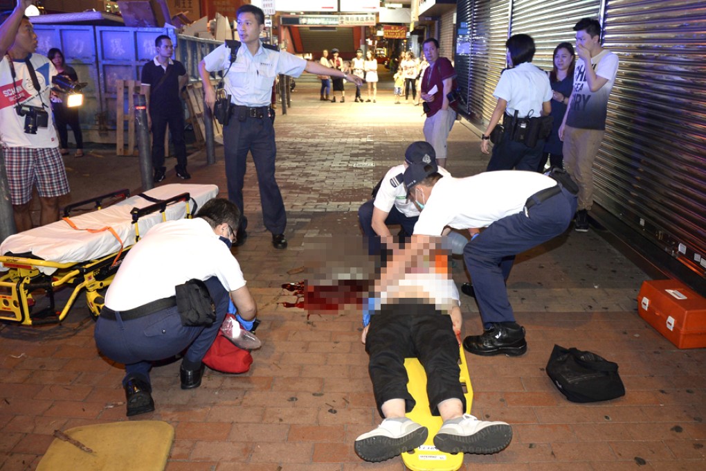 The chair that killed Wong Wai-tik was allegedly thrown from the rooftop of 59 Sai Yeung Choi Street South. Photo: SCMP