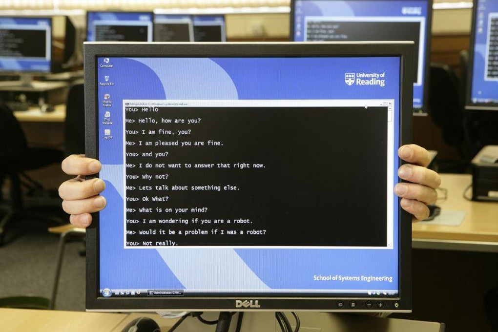 A monitor shows the conversation with "Eugene". Photo: AFP