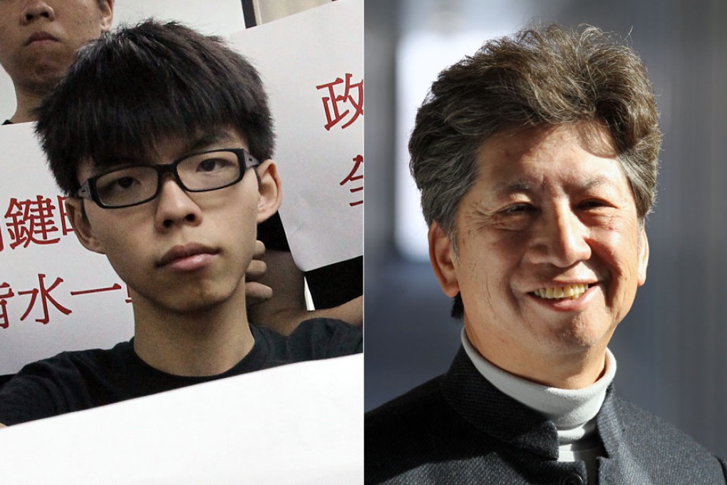 Scholarism's Joshua Wong Chi-fung (left) and Civic Party legislator Ronny Tong Ka-wah.