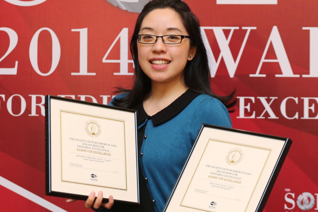 SCMP reporter Lana Lam with her awards. Photo: Felix Wong