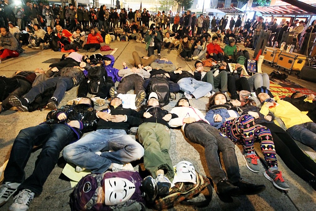 Protesters demonstrating a sit-in in January. The chambers said the planned protest could do lasting damage to the city's reputation. Photo: Sam Tsang
