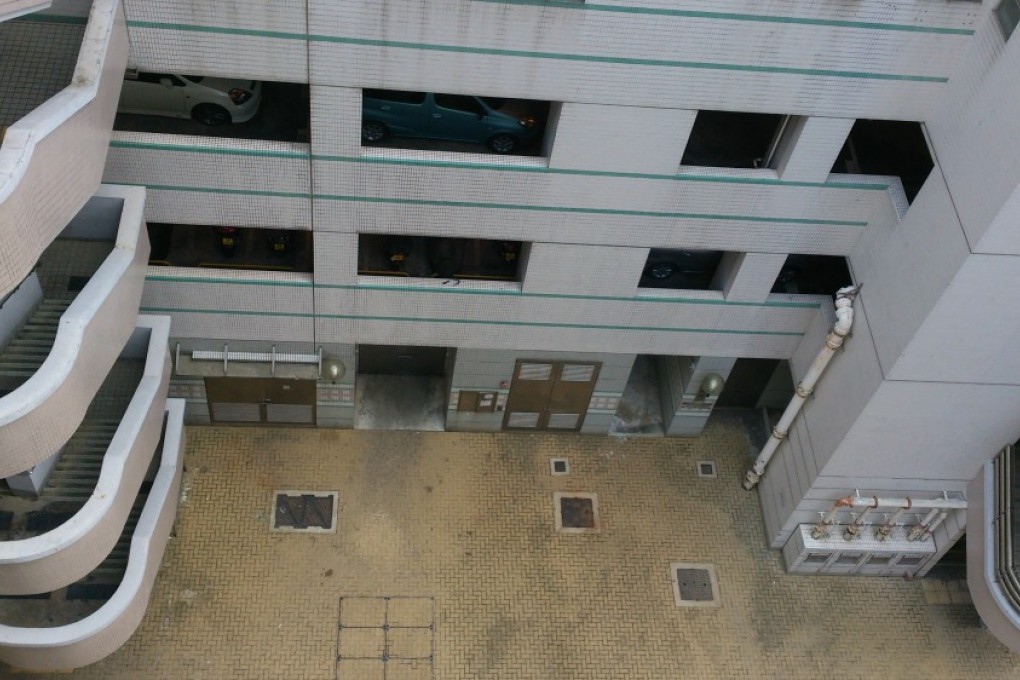 Residents said the chairs were thrown down to the ground from Ko Lun House in Yau Tong. Photo: Lo Wei