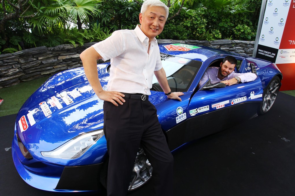 Cheung Ngan and Rimac chief executive Mate Rimac at the launch of the Concept_One electric sports car in Hong Kong. Photo: May Tse