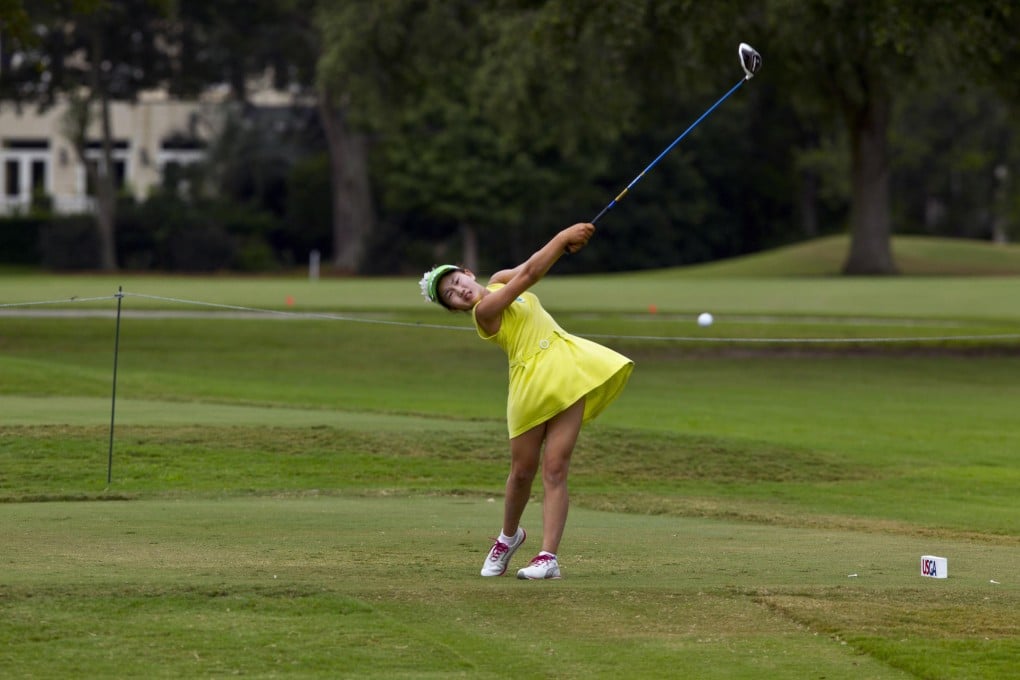 Lucy Li hits a tee shot on the 18th hole  during the US Women's Amateur Championship in Charleston last year. Photo: AP