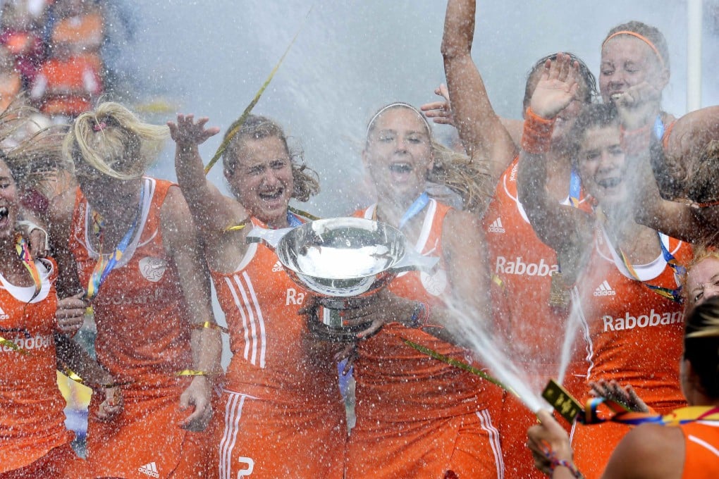 Netherlands players celebrate their World Cup win. Photo: Reuters
