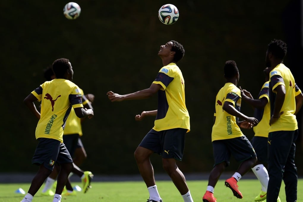 Cameroon's players take part in a training session at the Kleber Andrade stadium in Vitoria. Photo: AFP