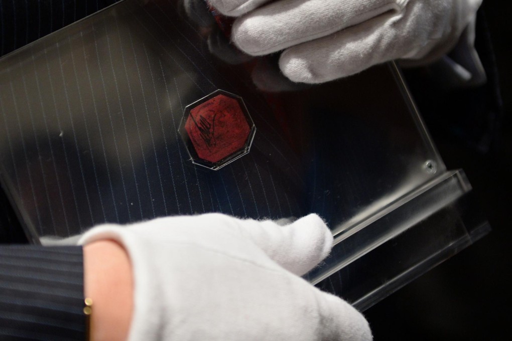 The One-Cent Magenta which set a stamp price record. Photo: AFP