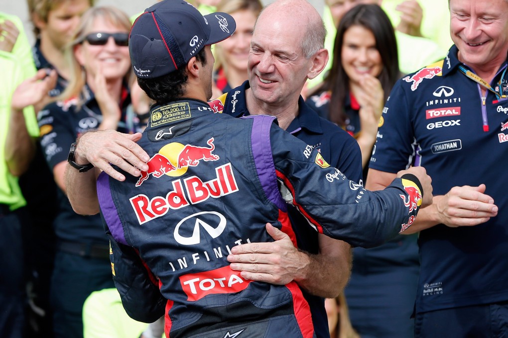 Winner Daniel Ricciardo of Red Bull Racing and Red Bull's Adrian Newey celebrate at the Canadian Grand Prix in Montreal earlier this month. Photo: EPA