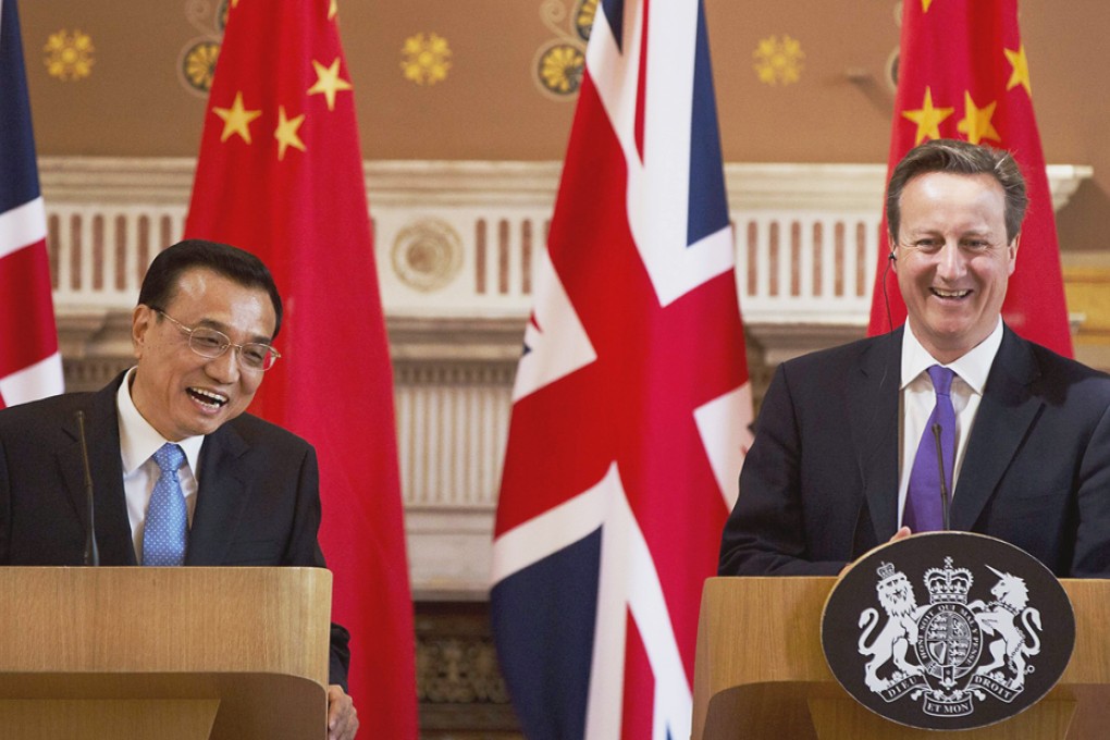 Li Keqiang and David Cameron, who said Britain was a "strong and good friend of China and supporter of China’s rise". Photo: Reuters