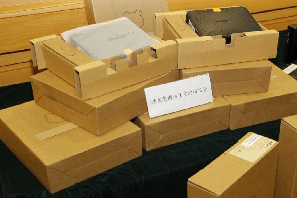 Some of the illegal TV boxes seized on Tuesday. Photo: Customs Department