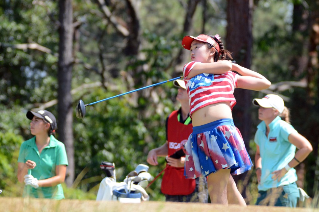Lucy Li tees off on the fifth on the first day at Pinehurst No 2. Photo: USA Today Sports