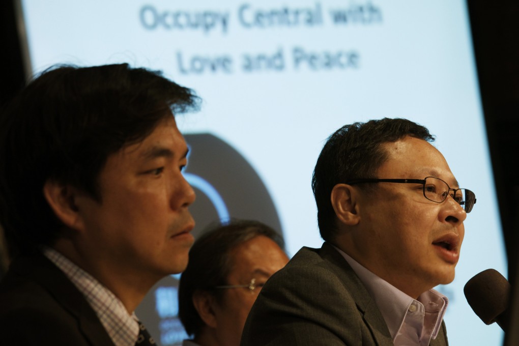 The team behind Occupy Central holds a press conference ahead of its referendum this weekend. Photo: Reuters
