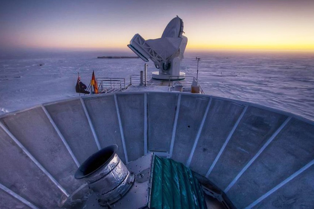 The BICEP2 (foreground) in Antarctica and the South Pole Telescope (background). Photo: AP