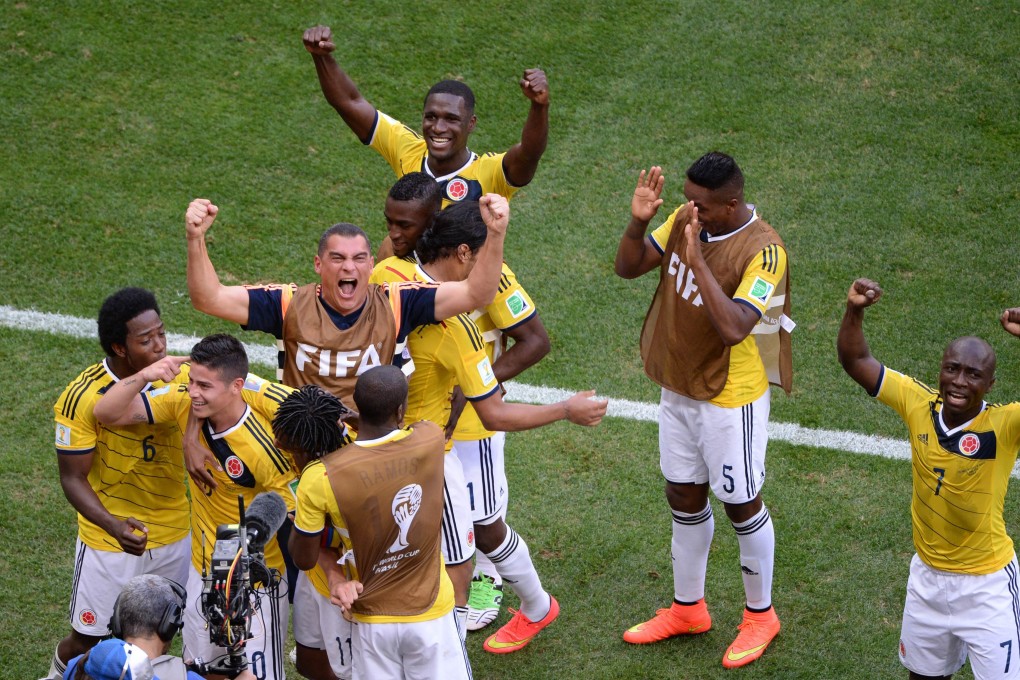 Colombia's players celebrate. Photo: AFP