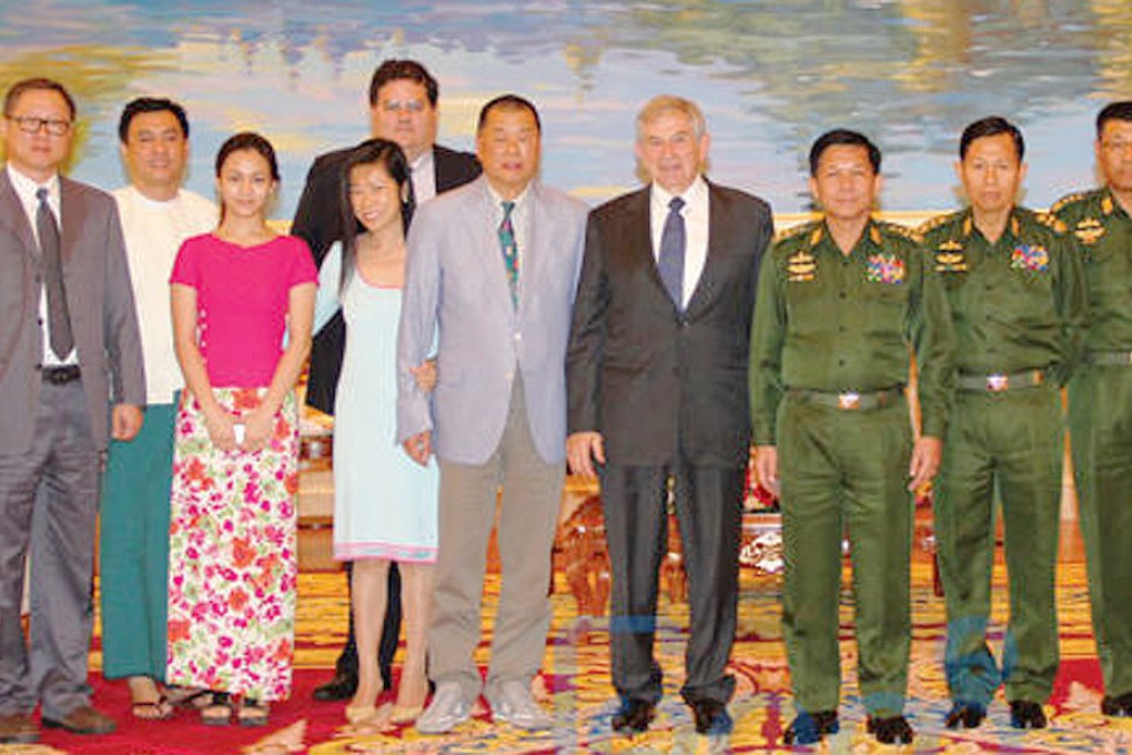 Jimmy Lai and Paul Wolfowitz in Myanmar last year.