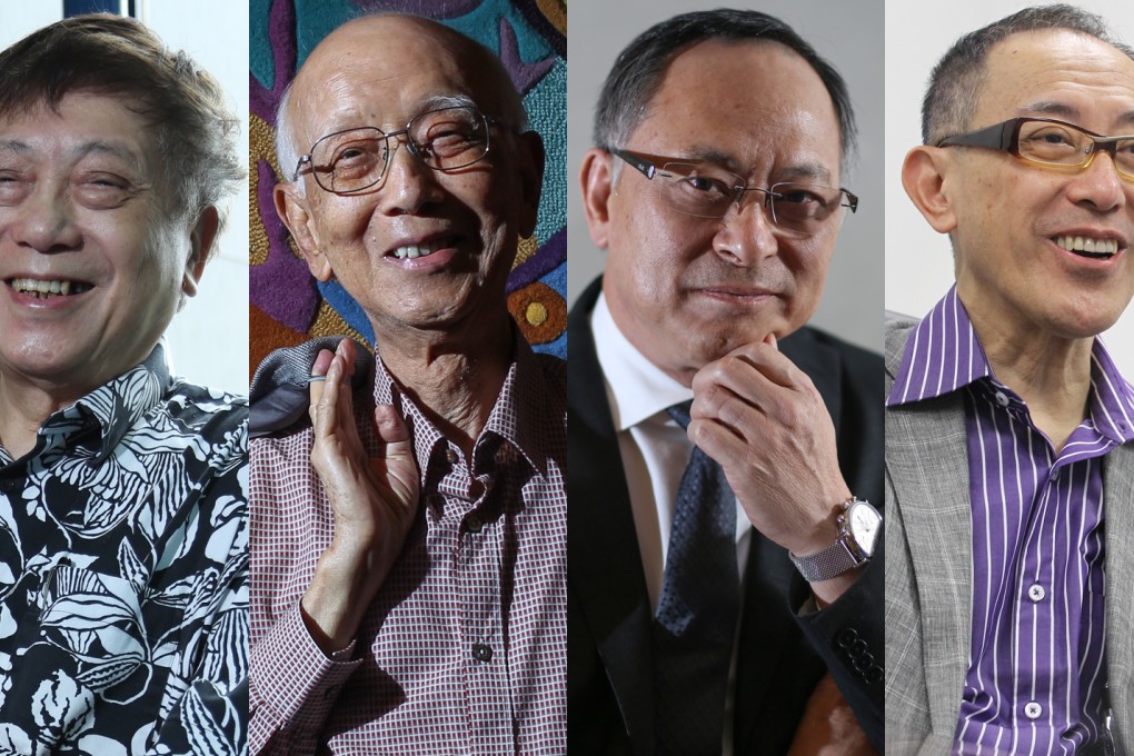 From left: “The father of Hong Kong musicals” Lo King-man; film producer Raymond Chow; filmmaker Johnnie To; and theatrical director Fredric Mao. Photos: Alex Wong; Nora Tam; Felix Wong; Fredric Mao; May Tse; courtesy of Raymond Chow personal collection; Sam Tsang