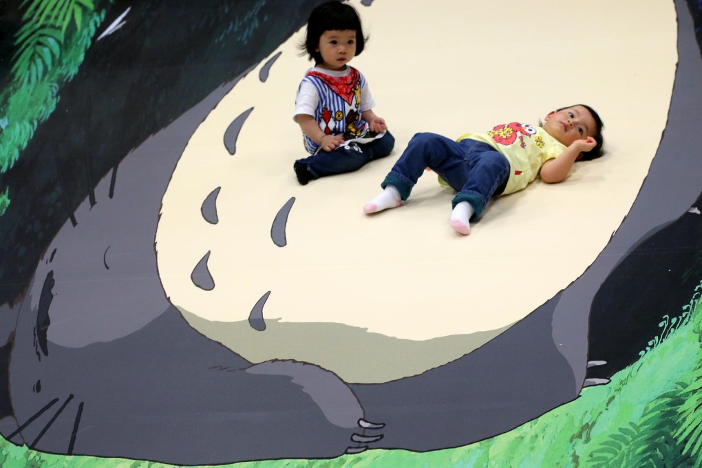 Children can have their photos taken in front of Miyazaki characters