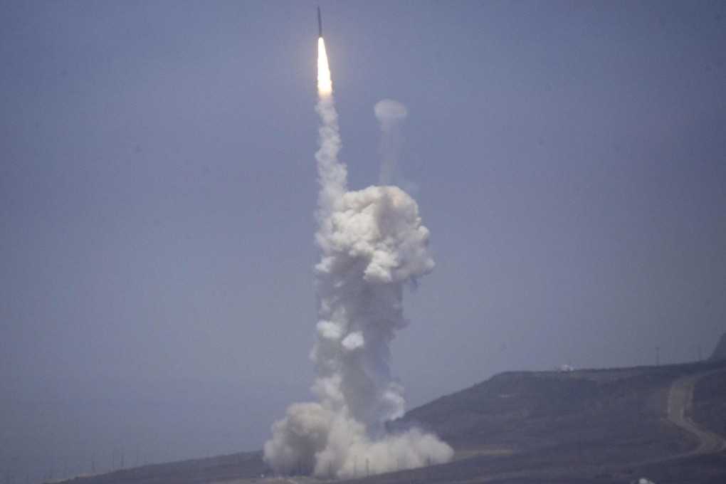 The interceptor is launched from a California air force base during the test on Sunday. Photo: Reuters