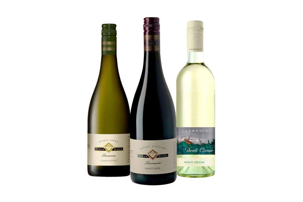 From left: Tamar Ridge Chardonnay 2011, Tamar Ridge Pinot Noir 2011 and Devil's Corner Pinot Grigio 2013.