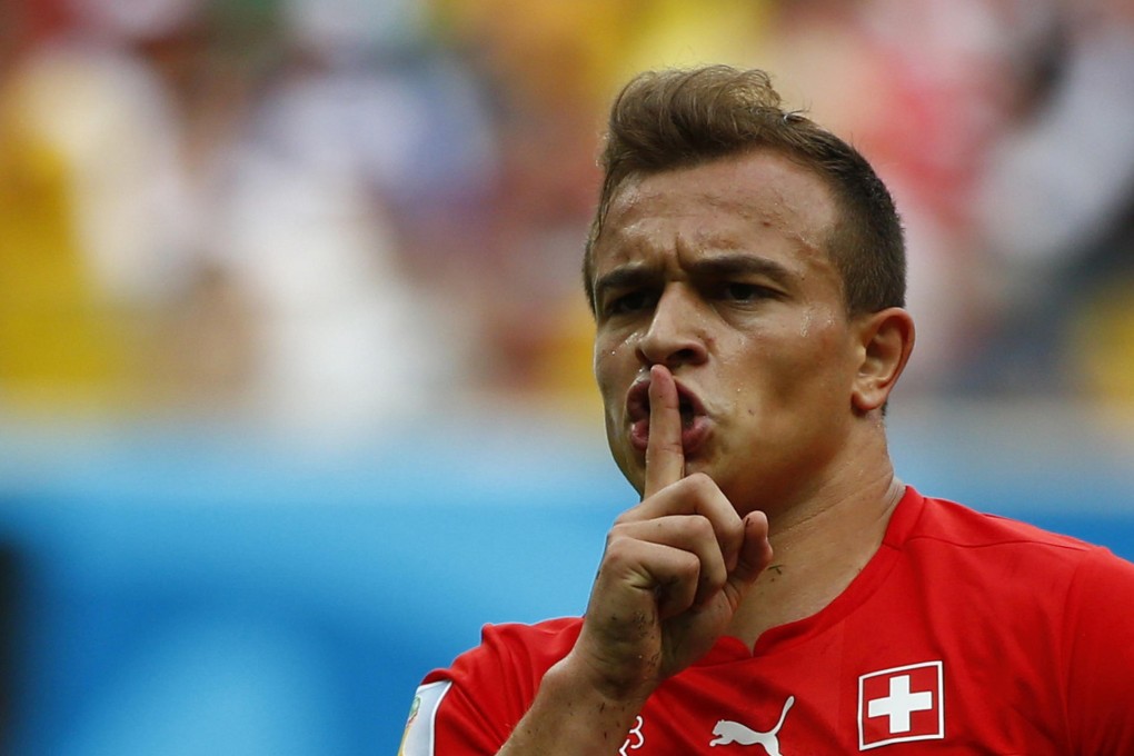Switzerland's Xherdan Shaqiri celebrates his third goal against Honduras, silencing critics of his performances. Photo: Reuters