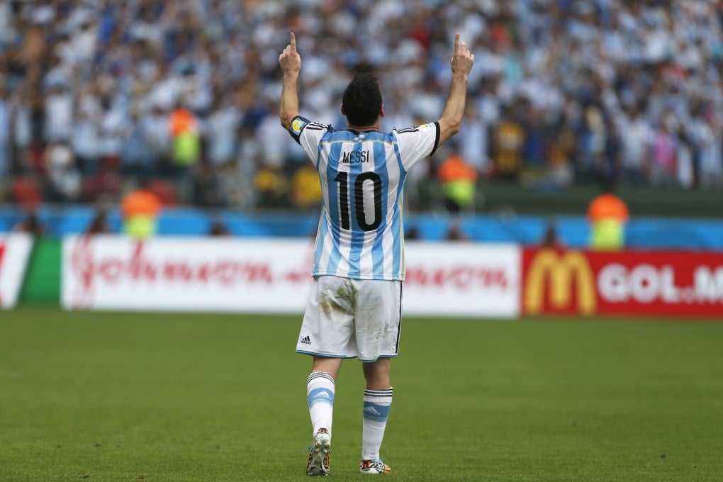 Lionel Messi celebrates his second goal. Photo: AP
